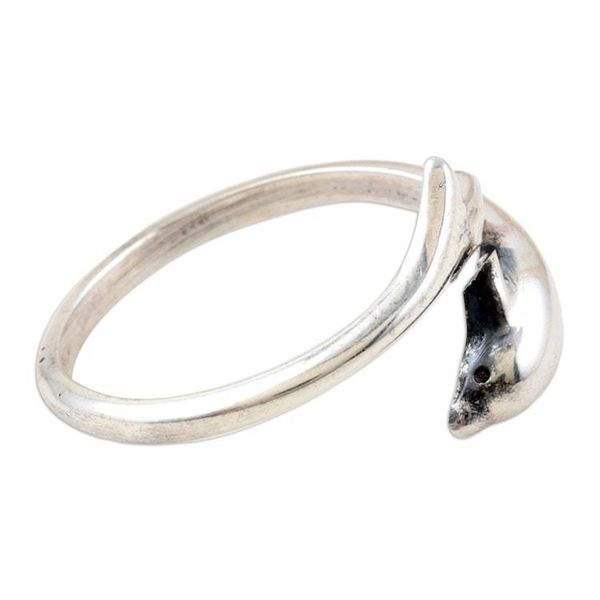 Alternate image for Sterling Silver Dolphin Wrap Ring in High Polish Finish Free Flippers