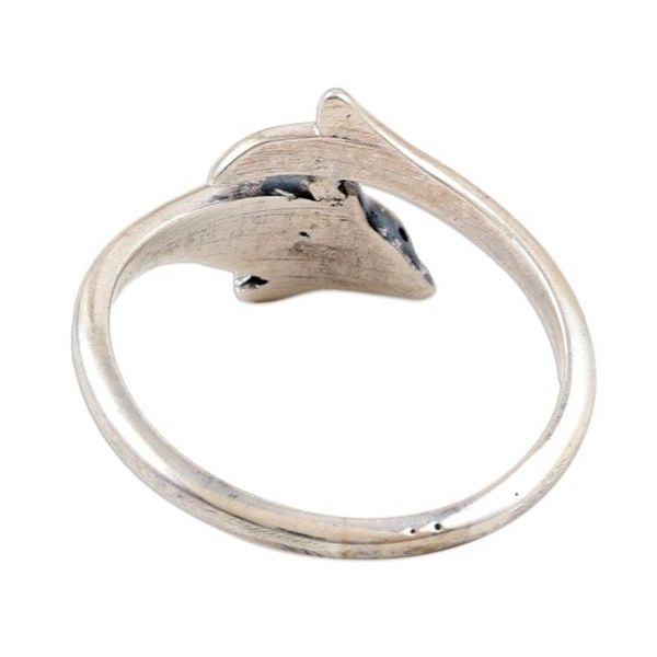 Alternate image for Sterling Silver Dolphin Wrap Ring in High Polish Finish Free Flippers