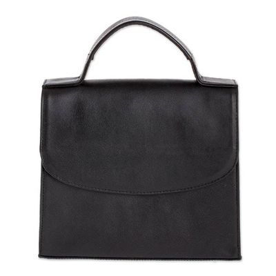 Alternate image for Classic Black Leather Handbag Mombacho Black