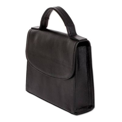 Alternate image for Classic Black Leather Handbag Mombacho Black