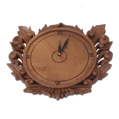 Alternate image for Artisan Crafted Wood Wall Clock from Bali Time to Dream