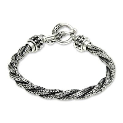 Alternate image for Mens Handcrafted Sterling Silver Torsade Bracelet Naga Twist