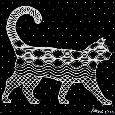 Alternate image for Original Acrylic Feline Painting of Cat in Black and White Friendly Cat