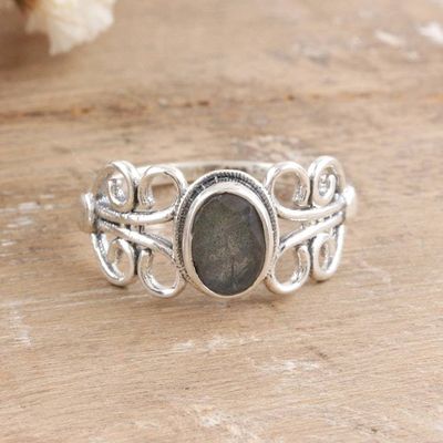 Primary image for Sterling Silver Cocktail Ring with Natural Labradorite Windy Transformation