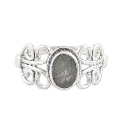 Alternate image for Sterling Silver Cocktail Ring with Natural Labradorite Windy Transformation