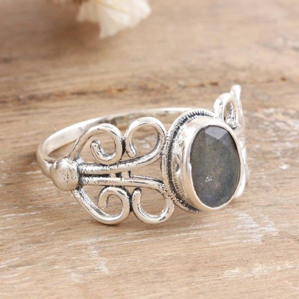 Alternate image for Sterling Silver Cocktail Ring with Natural Labradorite Windy Transformation