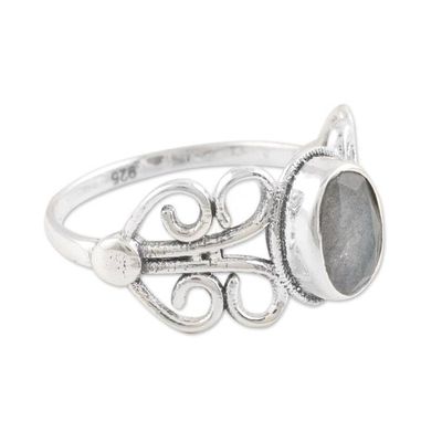 Alternate image for Sterling Silver Cocktail Ring with Natural Labradorite Windy Transformation