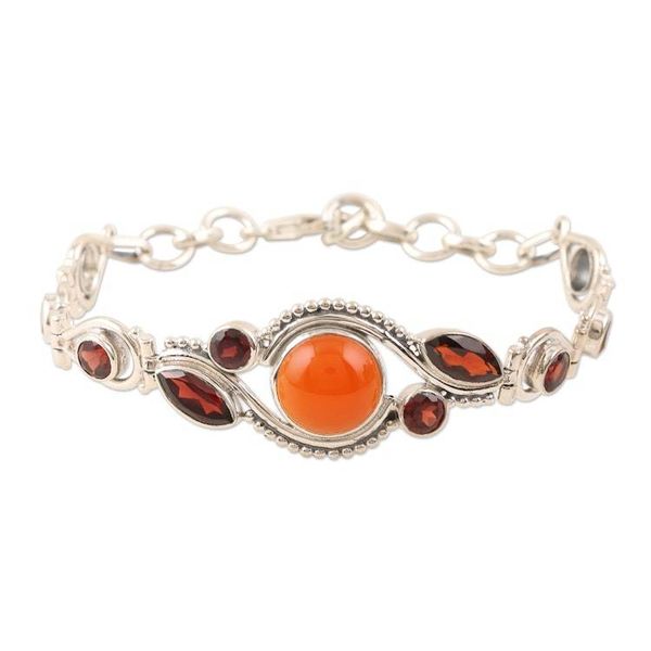 Alternate image for Artisan Crafted Carnelian and Garnet Pendant Bracelet Sunset Passion