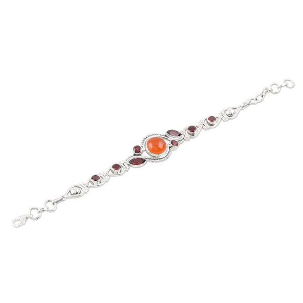 Alternate image for Artisan Crafted Carnelian and Garnet Pendant Bracelet Sunset Passion
