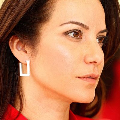 Alternate image for Sterling silver half hoop earrings Fair Square