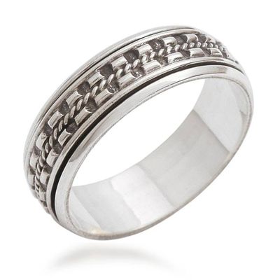 Alternate image for Hand Crafted Sterling Silver Spinner Meditation Ring for Men Long Journey