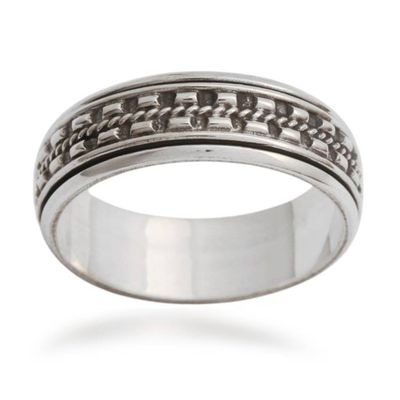 Alternate image for Hand Crafted Sterling Silver Spinner Meditation Ring for Men Long Journey