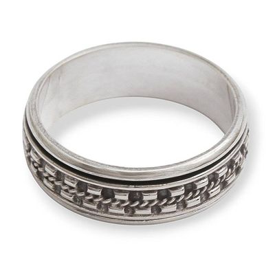 Alternate image for Hand Crafted Sterling Silver Spinner Meditation Ring for Men Long Journey