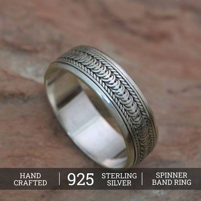 Alternate image for Sterling Silver Meditation Spinner Band Ring Infinity Path