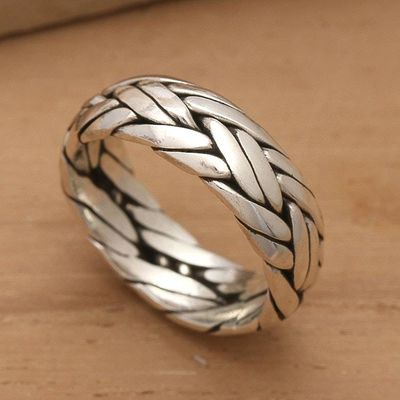 Primary image for Unisex Braided Sterling Silver Ring from Bali Singaraja Weave