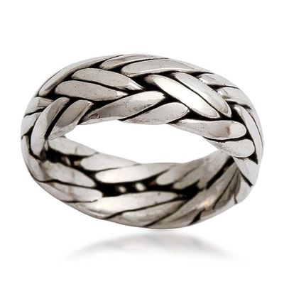 Alternate image for Unisex Braided Sterling Silver Ring from Bali Singaraja Weave