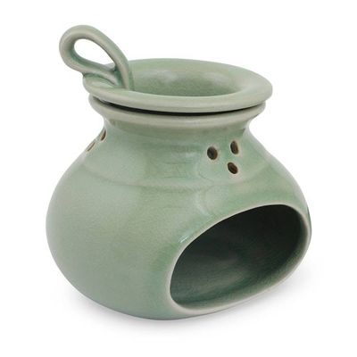 Alternate image for Green Celadon Ceramic Oil Warmer from Thailand In Harmony