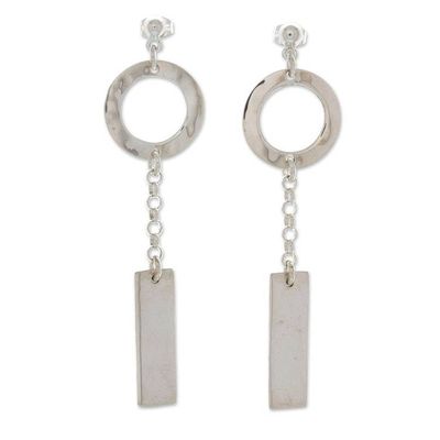 Alternate image for Geometric Sterling Silver Statement Dangle Earrings Bold Future