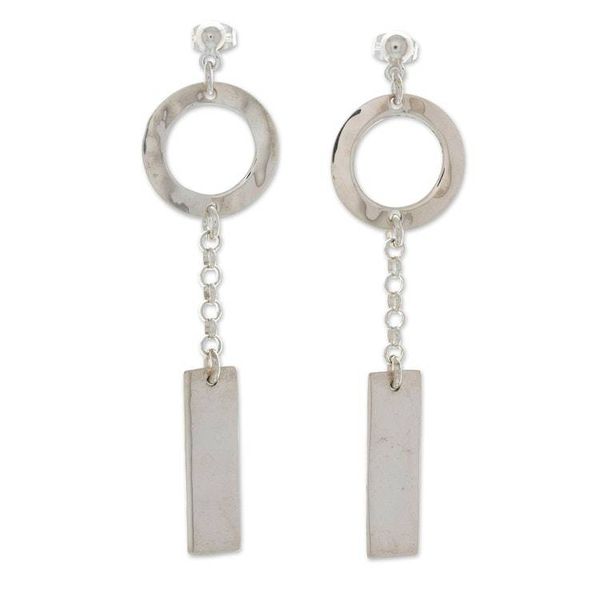 Alternate image for Geometric Sterling Silver Statement Dangle Earrings Bold Future