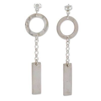 Alternate image for Geometric Sterling Silver Statement Dangle Earrings Bold Future