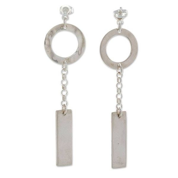 Alternate image for Geometric Sterling Silver Statement Dangle Earrings Bold Future