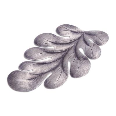 Alternate image for Chainless Oxidized 950 Silver Leaf Pendant from Thailand Sanpatong Leaf
