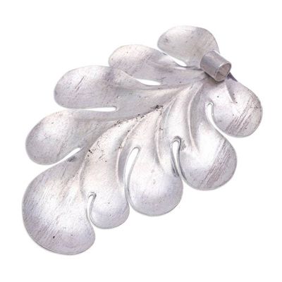 Alternate image for Chainless Oxidized 950 Silver Leaf Pendant from Thailand Sanpatong Leaf
