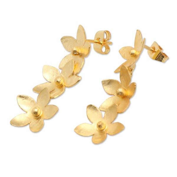 Alternate image for 18k Gold-Plated Flower-Themed Drop Earrings Crafted in Bali Divine Bouquet