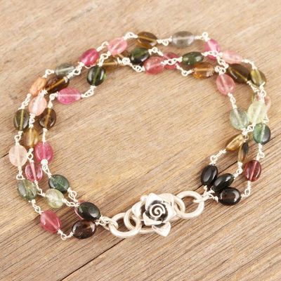 Primary image for Tourmaline Pendant Bracelet with Sterling Silver Rose Love Rose