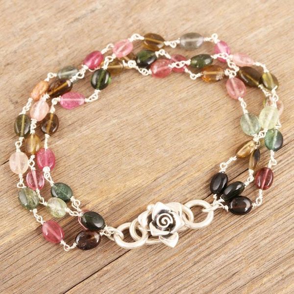 Alternate image for Tourmaline Pendant Bracelet with Sterling Silver Rose Love Rose