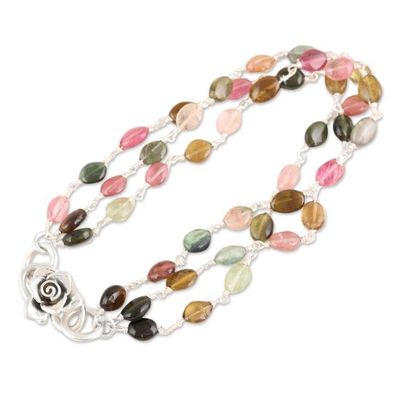 Alternate image for Tourmaline Pendant Bracelet with Sterling Silver Rose Love Rose