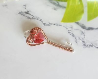 Alternate image for Sterling Silver and Copper Wire Wrapped Heart Key Pendant
