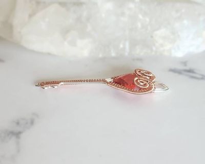 Alternate image for Sterling Silver and Copper Wire Wrapped Heart Key Pendant