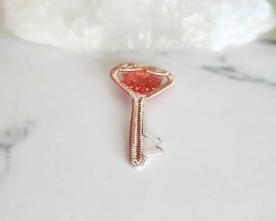 Alternate image for Sterling Silver and Copper Wire Wrapped Heart Key Pendant