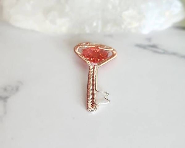 Alternate image for Sterling Silver and Copper Wire Wrapped Heart Key Pendant