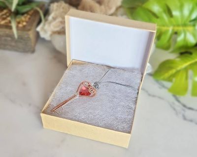 Alternate image for Sterling Silver and Copper Wire Wrapped Heart Key Pendant