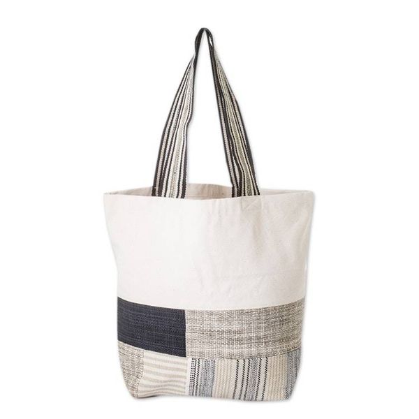 Alternate image for Eco-Friendly Tote Bag with Upcycled Patchwork Accents Eco-Friendly Patchwork