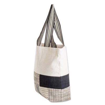 Alternate image for Eco-Friendly Tote Bag with Upcycled Patchwork Accents Eco-Friendly Patchwork