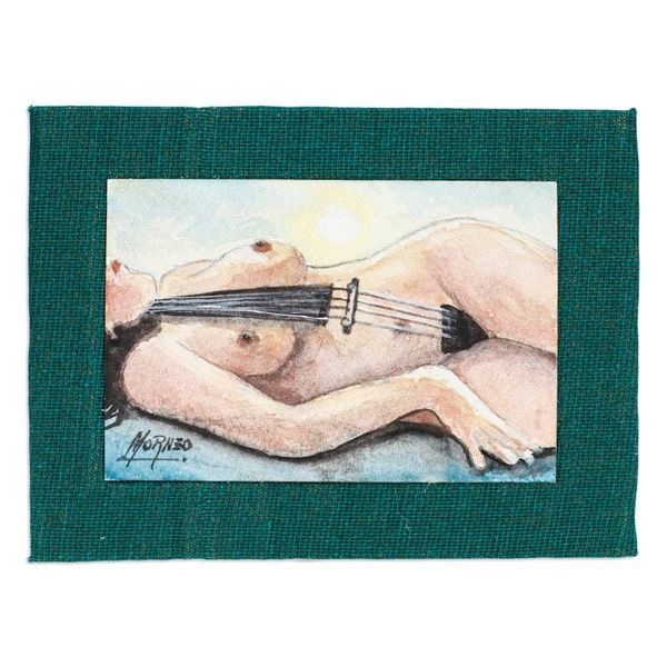 Alternate image for Stretched Expressionist Painting of Nude Woman and Strings Woman with Strings