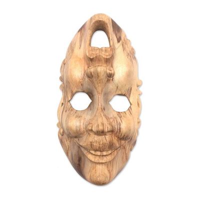 Alternate image for Whimsical Hibiscus Wood Wall Mask Crafted in Indonesia Two Faces