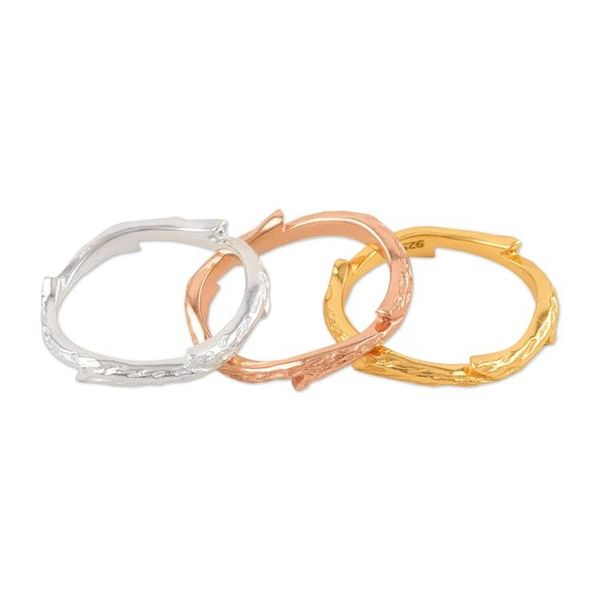 Alternate image for Polished Multi-Metal Leafy Stacking Band Rings Set of 3 Leafy Triumph