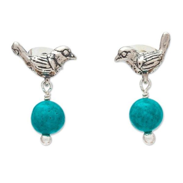 Alternate image for Bird Motif Sterling Silver Earrings Turtledove Treasure