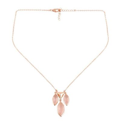 Alternate image for Rose Gold Plated Rose Quartz Pendant Necklace from India Rosy Princess