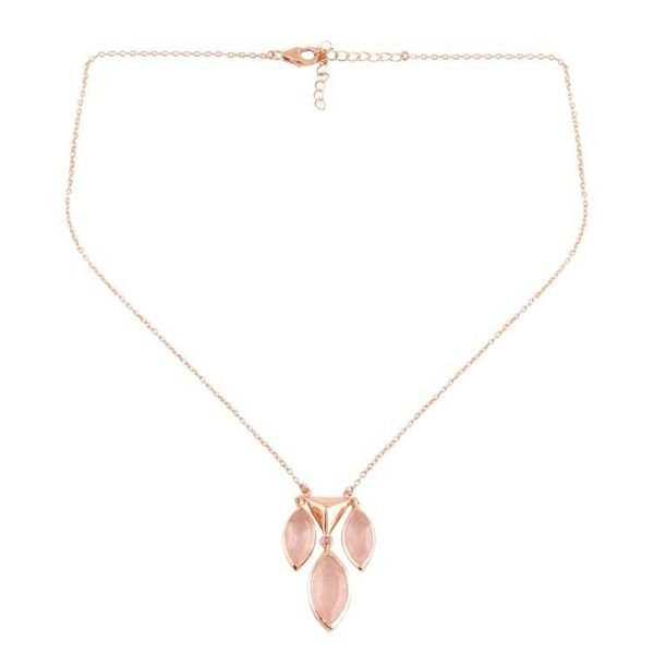 Alternate image for Rose Gold Plated Rose Quartz Pendant Necklace from India Rosy Princess