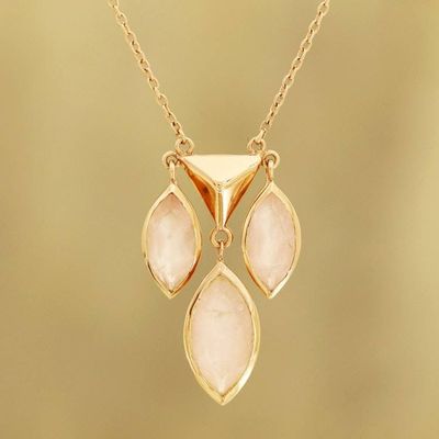 Alternate image for Rose Gold Plated Rose Quartz Pendant Necklace from India Rosy Princess