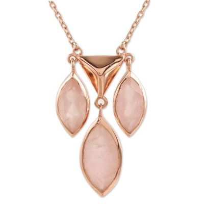Alternate image for Rose Gold Plated Rose Quartz Pendant Necklace from India Rosy Princess