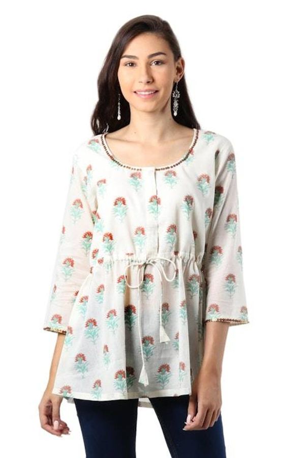 Alternate image for Floral Printed Cotton Blouse from India Lovely Florals