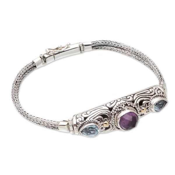 Alternate image for 18k Gold-Accented Pendant Bracelet with Faceted Stones Loyal Wisdom