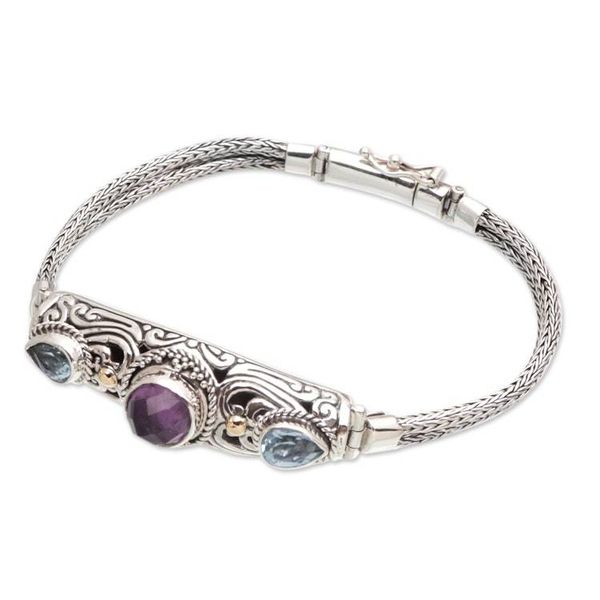 Alternate image for 18k Gold-Accented Pendant Bracelet with Faceted Stones Loyal Wisdom