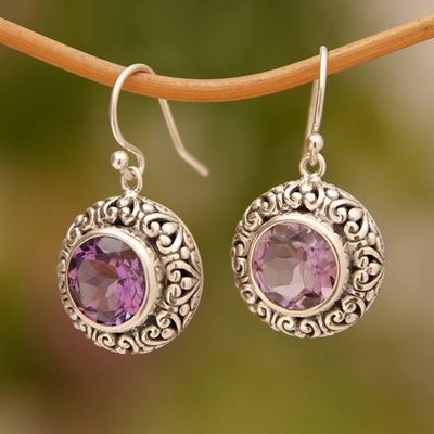 Primary image for Amethyst and Sterling Silver Dangle Earrings from Bali Swirling Dew